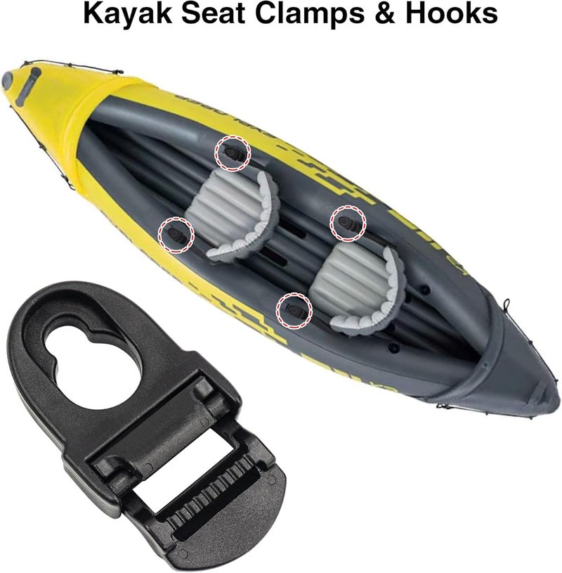 Omoojee Store 4 Sets Kayak Seat Clips and Hooks, Kayak Replacement Parts Compatible with Lifetime Emotion, Kayak Accessories (Black) - Image 4